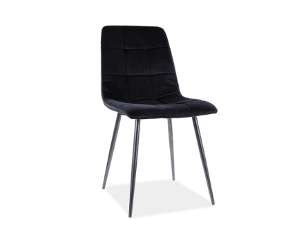 Scaun tapitat MILA MATT VELVET catifea mata black 45x53xH86cm, picioare negre