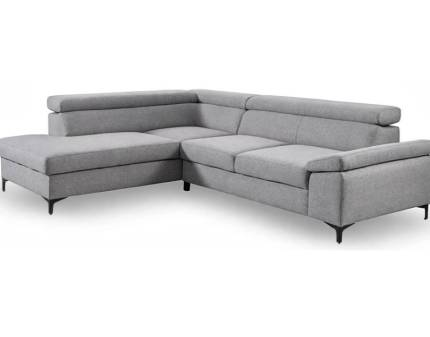 Coltar extensibil LONIGO cu lada pentru depozitare, tetiere reglabile, personalizabil 247x196cm