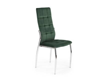 Scaun tapitat K416 cu spatar inalt, catifea green 43x54xH101cm, cadru si picioare crom