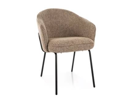 Scaun tapitat NAO NOELLE material textil dark beige 60x62xH82cm, picioare si cadru negru 
