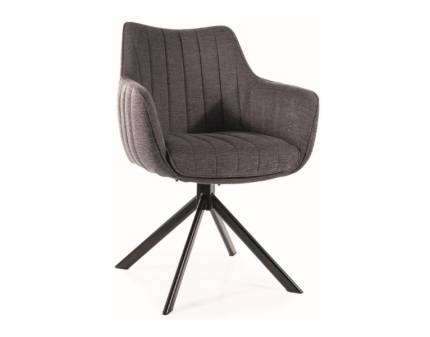 Scaun tapitat AZALIA BREGO rotativ, material textil dark grey61x58xH86cm, picioare negre