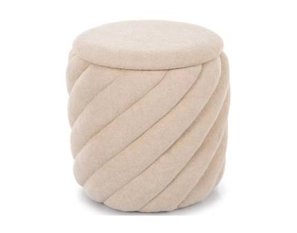 Taburet PELARO cu spatiu pentru depozitare, material textil bej 42xH41cm