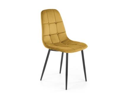 Scaun tapitat K417 catifea curry 45x56xH87cm, picioare negre