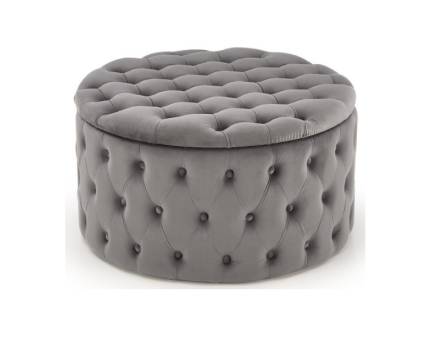 Taburet NUNEZ cu spatiu pentru depozitare, catifea gri, design chesterfiled 70xH40cm