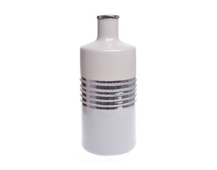 Vaza ceramica bej/gri/argintiu 12x12x29cm