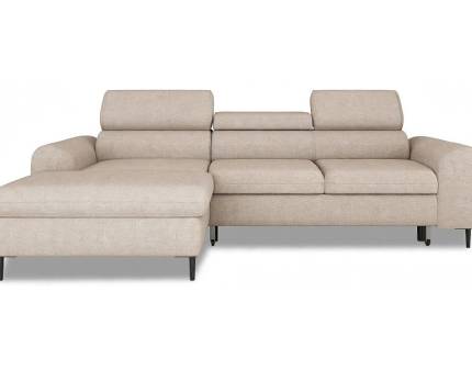 Coltar extensibil RAYO S cu lada pentru depozitare, tetiere reglabile, personalizabil 258x163cm