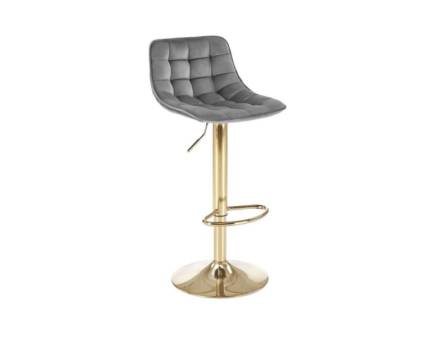 Set 4 scaune tapitate pentru bar H120 reglabil pe inaltime, catifea grey 42x43xH82-104cm, picior auriu