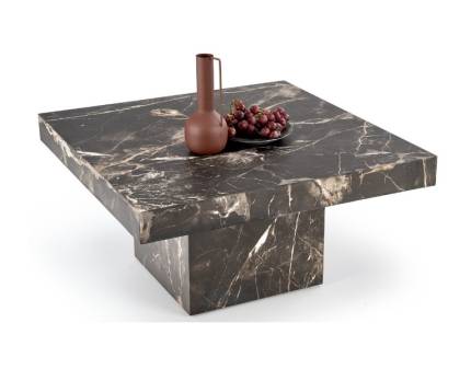 Masuta MONOLIT BLACK din MDF furniruit cu efect de marmura neagra, 80x80xH41cm