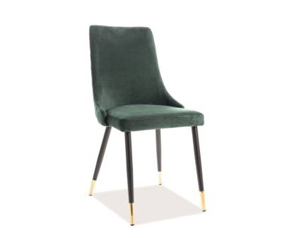 Scaun tapitat PIANO VELVET catifea green 47x59xH93cm, picioare negre cu auriu