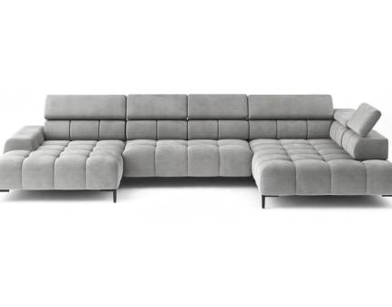 Coltar cu reglaj electric PLAZA XL cu tetiere reglabile, personalizabil 385x216x177cm