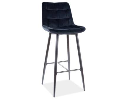 Scaun tapitat pentru bar CHIC H-1 VELVET catifea black 46x54xH109cm, picioare negre