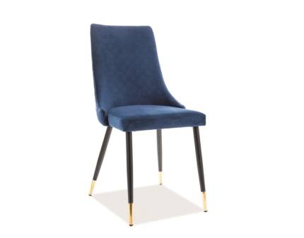 Scaun tapitat PIANO VELVET catifea blue 47x59xH93cm, picioare negre cu auriu