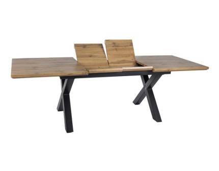 Masa extensibila XAVIERO II din MDF si furnir stejar artisan, metal negru 160-240x90xH76cm