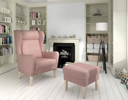 Fotoliu TACO cu picioare inalte nuanta lemnului, stil scandinav, minimalist, personalizabil 89x86xH111cm