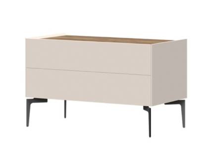Comoda TV cu picioare negre si 2 sertare SKY 45 90x56x47cm casmir/ stejar tabac