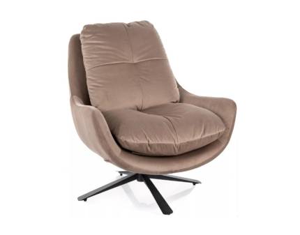 Fotoliu VIVIEN VELVET rotativ, confortabil, catifea cream 80x90xH91cm