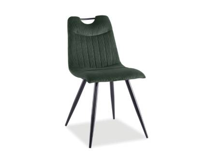 Scaun tapitat ORFE material raiat green 45x50xH86cm, picioare negre 
