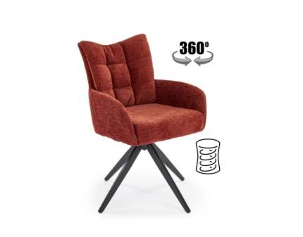 Scaun tapitat K540 rotativ, cu arcuri, material textil cinnamon 46x63xH89cm, picioare negre