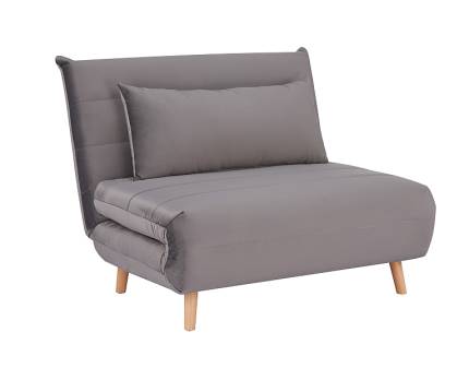 Fotoliu extensibil SPIKE VELVET catifea gri, sprafata de dormit 105x190cm, 105x80xH80cm