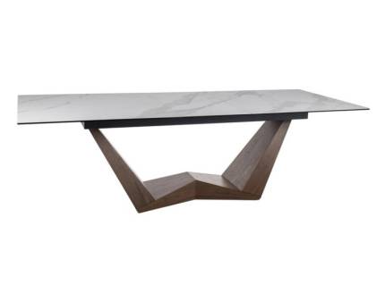 Masa extensibila BONUCCI CERAMIC WHITE din ceramica italiana cu efect de marmura alba Statuario Veneto, nuc 200-250x98xH76cm