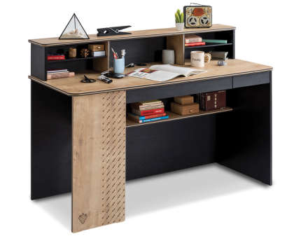 Birou mare cu 2 sertare BLACK 138x58xH75cm negru/ natur