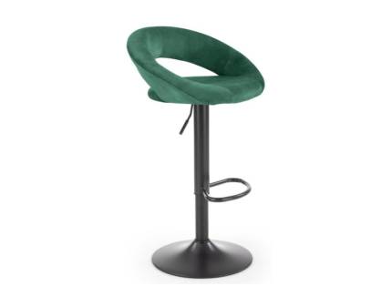 Scaun tapitat pentru bar H102 reglabil pe inaltime, catifea green 53x48xH7-100cm, picior negru