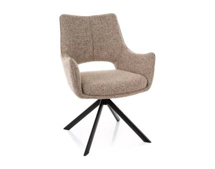 Scaun tapitat FINO II rotativ, functie de inclinare a spatarului, material textil cappuccino 56x60xH87cm, picioare negre 