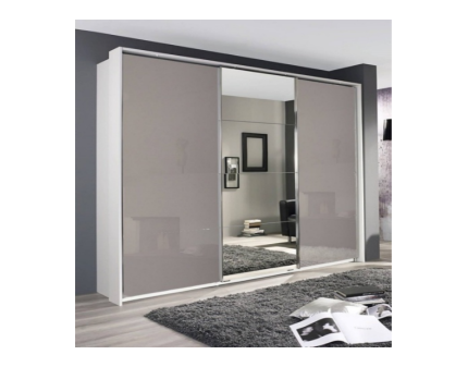 Dulap alb alpin/sticla fango-oglinda 203x210x62cm KULMBACH