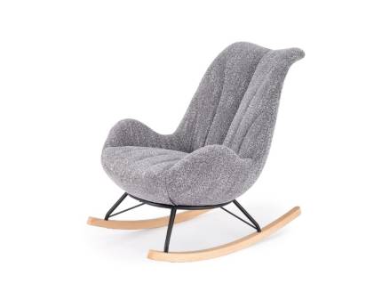 Fotoliu LUIS cu functie de balansare, material textil plusat grey, picioare nuanta lemnului + negru 80x100xH100cm