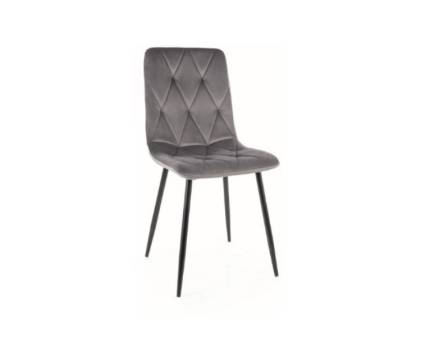 Scaun tapitat TOM VELVET catifea grey 45x52xH91cm, picioare negre