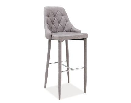 Scaun tapitat pentru bar TRIX H-1 material textil grey 46x56xH109cm, picioare tapitate + crom