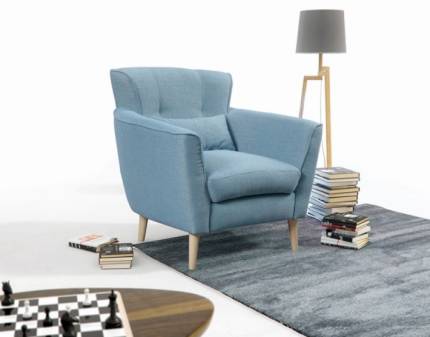 Fotoliu TEDDY X cu picioare inalte nuanta lemnului, stil scandinav, personalizabil, 87x83xH82cm