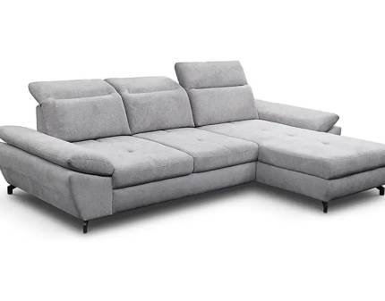 Coltar extensibil PAOLO reversibil, cu lada pentru depozitare, tetiere reglabile, spatar reglabil, personalizabil 292x201cm