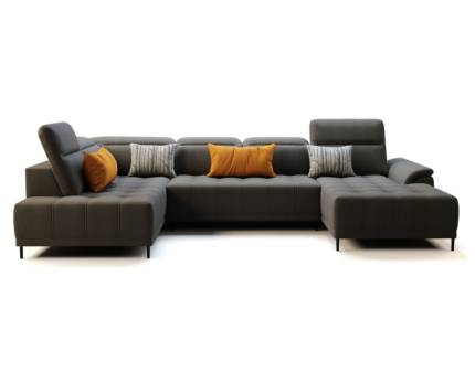  Coltar cu reglaj electric CALVARO XL catifea gri, cu tetiere reglabile 203x352x177cm