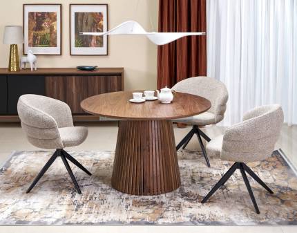 Masa extensibila FARGO NUT din MDF si furnir natural nuc 120-210xH77cm