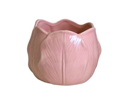 Ghiveci Mic din ceramica in forma de floare roz 