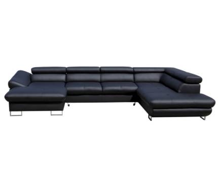 Coltar extensibil FABIO U cu lada pentru depozitare, tetiere reglabile, personalizabil 350x235x175cm