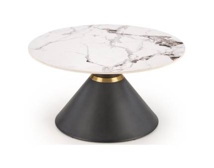 Masuta GORETTI din otel sinterizat cu efect de marmura alba, auriu/ negru 80xH42cm