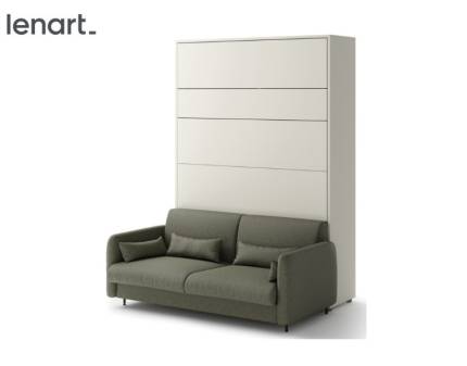 LENART BED CONCEPT set pat (140x200cm) rabatabil pe perete cu canapea olive 164x45-228x218cm 