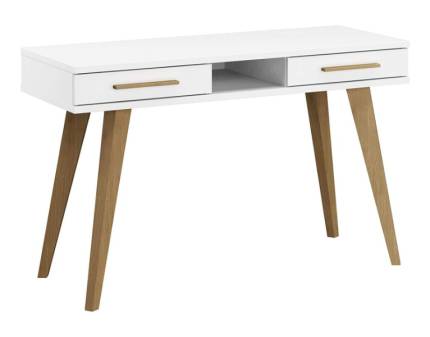 Birou cu 2 sertare CARLSSON 120x50xH75cm alb alpin/ stejar