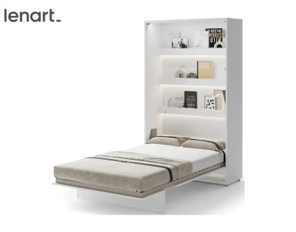LENART BED CONCEPT BC-02 pat (120x200cm) rabatabil pe perete 131x46-228x218cm alb lucios