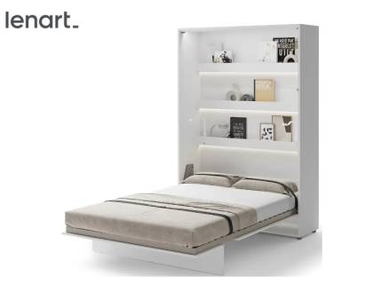 LENART BED CONCEPT BC-01p pat (140x200cm) rabatabil pe perete 151x46-228x218cm alb lucios