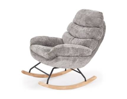 Fotoliu GIORGIO cu functie de balansare, material textil plusat grey, picioare nuanta lemnului + negru 75x108xH100cm