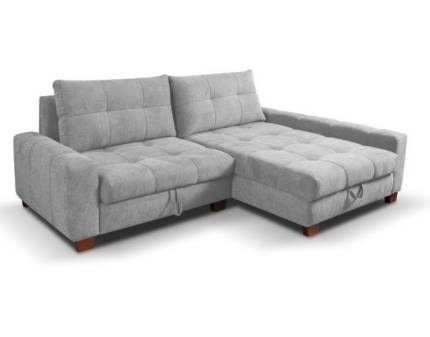 Coltar extensibil PICCOLO material textil gri, cu lada pentru depozitare 234x167cm