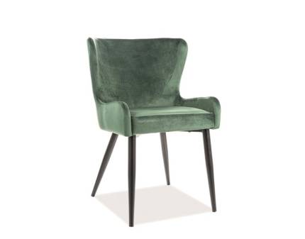 Set 4 scaune tapitate PASSO II VELVET catifea green 43x46xH86cm, picioare negre