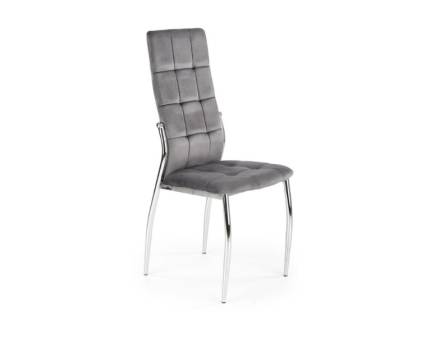 Scaun tapitat K416 cu spatar inalt, catifea grey 43x54xH101cm, cadru si picioare crom