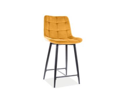Scaun tapitat pentru bar CHIC H-2 VELVET catifea curry 46x54xH92cm, picioare negre