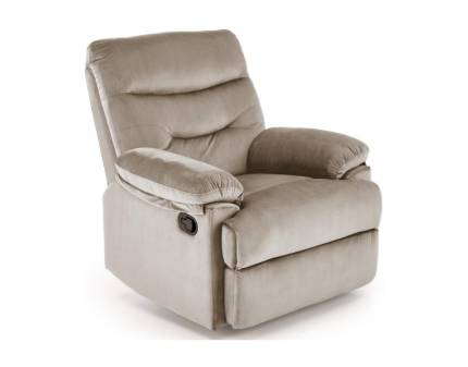 Fotoliu DRAGER cu recliner manual, catifea beige 77x90-160xH105cm