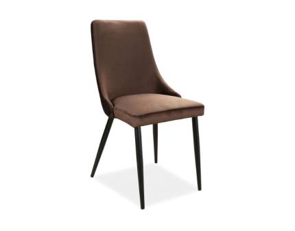 Scaun tapitat PIANO B VELVET catifea brown 47x59xH93cm, picioare negre