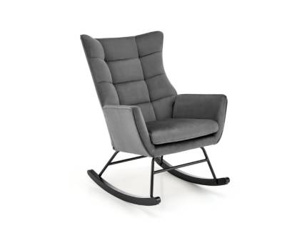 Fotoliu GREY BAZALTO cu functie de balansare, catifea gri 90x70xH92cm
